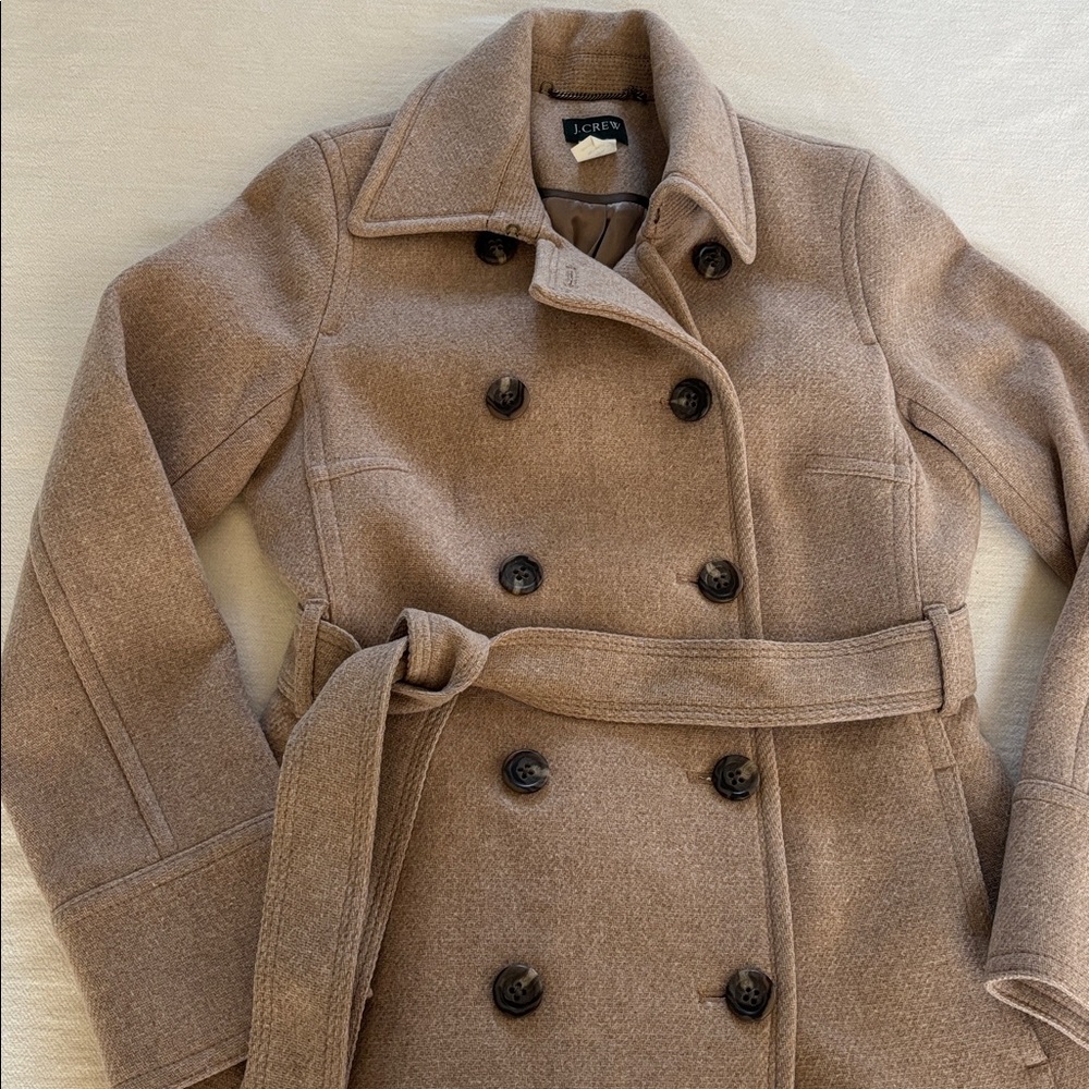 J. Crew Tan Double-Breasted Trench Coat Size 8 - Picture 2 of 7